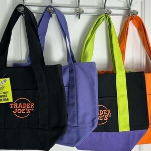 4 Trader Joe's Halloween Mini Canvas Tote Bag Set Of 4.